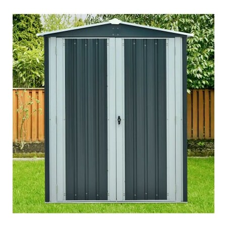 Almo Fulfillment Services Hanover HANAPEXSHD-GW Galvanized Steel Shed, 35"L x 60-1/5"W x 70"H, Dark Gray/White HANAPEXSHD-GW